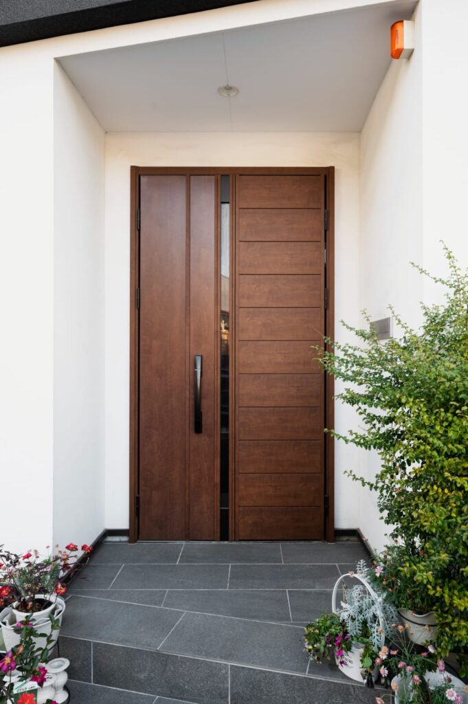 Premium teak wood single door with polished finish and natural wood grain design