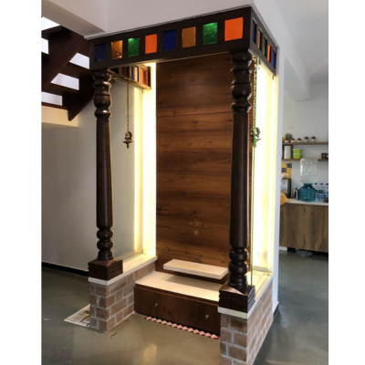 Teak wood pillar for pooja room