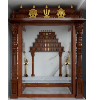 Teak wood pillar for pooja room