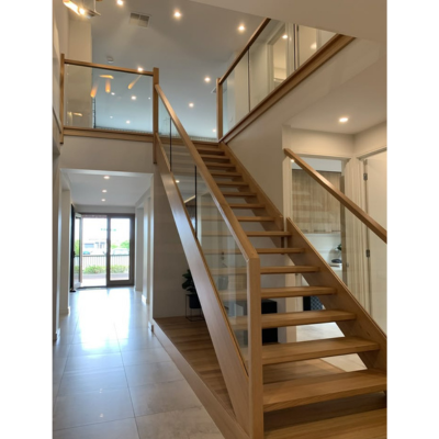 Teak wood stair railing with polished