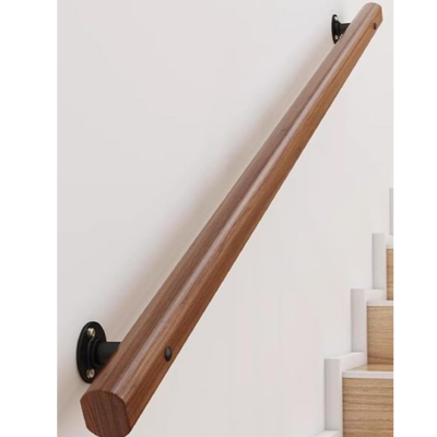 Teak wood stair railing with polished wooden