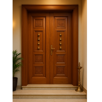 teak wood single door with polished finish